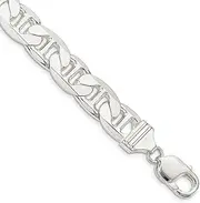 [JewelryWeb] 925 Sterling Silver Solid Polished 10.5mm Nautical Ship Mariner Anchor Chain Bracelet 20 Centimeters Lobster Claw Link-Bracelet for Women and Men