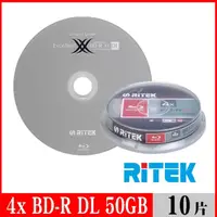 在飛比找momo購物網優惠-【RITEK錸德】4x BD-R DL 50GB 藍光片 X
