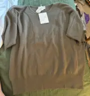Vintage Neiman Marcus 1990s Cashmere Shell SS Sweater Light Olive NWT Large Rare