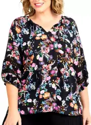 TS TAKING SHAPE VIRTU plus size S / 16 Natural Oriental Print Top NWT rrp$130!