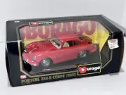 Vintage BBUrago 1961 Porsche 356B Coupe 1/24 Made Italy Die Cast Model Car MIB