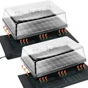 60-Cell Seed Starter Kit with Humidity Domes and Heat Mats for Germination