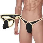 [HASWECHYS] Mens Sexy Thong Underwear Pack G-String Bikini Briefs with pouch Low Rise Thong for Men