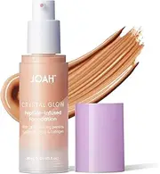 [JOAH] Crystal Glow Peptide-Infused Foundation, 2-in-1 Multitasking Korean Makeup with Blurring Face Primer, Luminizer, Hydration & Skin Defense for a Flawless Finish, 1.01 Oz, Light Beige Neutral