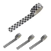 4Pcs Black White Decorative Washi Tape Compact Checkerboard Pattern Paper Tape D