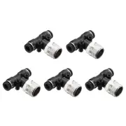 5pcs Male Branch Tee 1/4" Tube OD x 3/8" NPT Thread PT1/4-N03, Black
