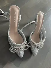Beautiful New Women’s Shiny Sparkly Crystal Bow Shoes Heels Pumps Fancy 7.5