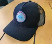 Quiksilver Black Snapback Trucker OSFM Hat Cap Mesh Boardriding Apparel Patch