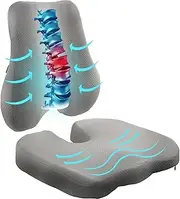 Chair Cushion/Seat Cushion for Office, Lumbar Support for Chair, Car, Back Support Memory Foam Pillow Washable Cover