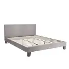 Oikiture Bed Frame King Size Wooden Slats Grey Fabric