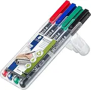Staedtler Lumocolor 318 Permanent Fine Tip Marker Pen, Assorted (Pack of 4)