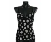 Dolce & Gabbana Elegant Black Daisy Floral Lace Chemise Dress