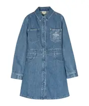 Fendi Kids Logo Embroidered Denim Dress 14Y,12Y,10Y Blue