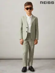Reiss Apple Kin 9-13 yrs Slim Fit Linen Adjustable Trousers (N25287) | $110
