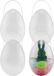 Cornucopia Brands Jumbo Plastic Easter Eggs (4-Pack, 10-Inch); Giant Clear Egg-Shaped Buckets w/Handles