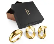 Boxed Pharaoh Earrings and Ring In Gold Set