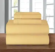 1500 Series Ultra Silky Soft Luxury 4 pcs Sheet Set, Deep Pocket Up to 16" - Wrinkle Resistant - All Size and Colors, California King Gold
