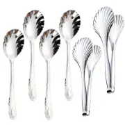 Buffet Salad Serving 2 Tongs 4 Spoons 9 inch Catering Chef Food BBQ Utensils Set