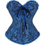 Shapewear Women Lace up Back Sexy Floral Corset for Women Lingerie Bustier Top Plus Size BLUE XS