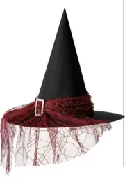 NEW Halloween Witch Hat Red Lace Wizard Costume Hat Adult / Decoration Party