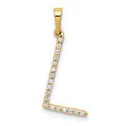 14K Yellow Gold Real Diamond Letter L Initial Pendant