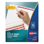 Avery 11557 Index Maker 8-Tab Print/Apply Clear Label White Dividers, 50/Bx New