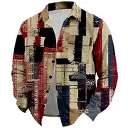Men's Patchwork Corduroy Shirt Shirt Jacket Overshirt Long Sleeve Vintage Fashion Casual Outdoor Street Dailywear Fall Winter Turndown Collared Shirts Buttons