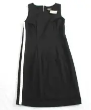 $270 New PURE AMICI Little Black Dress Women's SMALL S Lined White Stripe USA