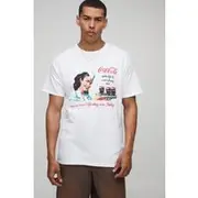 Mens White Oversized Coca-Cola License Printed T-Shirt