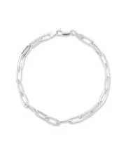 Yield of Men 18K Over Silver 3mm Paperclip Chain Bracelet