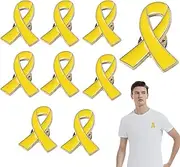 [MEKEET] 9PCS Yellow Ribbon Pin Bring Them Home Yellow Ribbon Pin Support Campaign Mental Health Awareness Pins Yellow Ribbon Badge Charity Donation Event Gift Hostages Israel for Women Men, Zinc