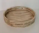 Wooden Round Fruit Bowl Serving Board Tray Platter Deep Unique Cheese Platter