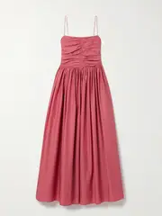 [Matteau] Matteau - Gathered Organic Cotton And Silk-blend Midi Dress - Pink - 5 5 Pink