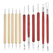 11 Pcs Silicone Clay Sculpting Tool Kit, Polymer Clay Tools Set, Wood Color