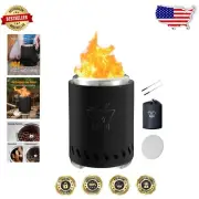 9.7 x 7.1 in Portable Fire Pit with Fireproof Mat & Mini Sticks - Classic Black