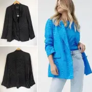 Decjuba Sz 14 Black Jamie Jacquard Blazer Jacket NEW W Tags