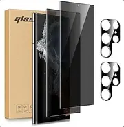 [MIDUODO] [2+2 Pack] for Samsung Galaxy S23 Ultra Privacy Screen Protector，2 Pack Privacy Tempered Glass Screen Protector and 2 Pack Camera Lens Protector,Easy Installation Bubble Free
