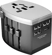 Travel Adapter Plug – Worldwide Power Converter, Compact Wall Charger | 2.5x2.08x2.48in Univarsal Travel Outlet Adapter, Multi Country Plug Converter, Portable Charger During Vacation