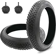 2pcs 20"x3.0" Electric Bike Tire with Inner Tube | Heavy Duty Snow Replacement Fat Tire and 32mm Valve Inner Tube Set Compatible with Urban Mountain or Beach Hybrid Bicyles