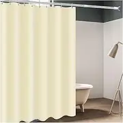 Pure Beige Bathroom Shower Curtain Home Hotel Opaque Durable Delicate Thick Waterproof Punch-Free Partition Curtains with Hook, W120CMxH200CM