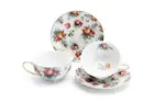 Grace Teaware Eye of Newt Floral Tea Cup and Saucer with Gold Trim