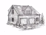 30 x 26 2 Car Garage w/ Dbl Wide Front Dormer & Full Dormer Loft Building Plans