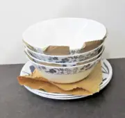 RUTHERFORD BY CORNING EVERYDAY EXPRESSIONS BLUE SIENNA FLORAL 7 LOT BOWLS PLATES