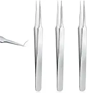 3 Pieces Ingrown Hair Tweezers Stainless Steel Splinter Tweezers Pointed Blackhead Remover Precision Eyebrow Tweezers for Facial Hair, Ingrown Hair, Splinter and Blackhead Remover (Silver)