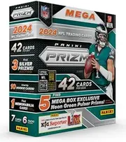 2024 Panini Prizm Football Mega Box (Neon Green Pulsar) (42 Cards) (Look for Williams, Daniels, Maye, Nix, Penix, McCarthy Rookies!)