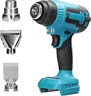 300W 380-400° Lithium Hot Air Machine Rechargeable Cordless Quick Heating Heavy Duty Hot Air Machine with 3 Nozzles, for Paint Stripping DIY Bending Pipes