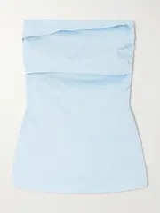 [Faithfull] Faithfull - Boe Strapless Gathered Shirred Linen Tunic - Light blue - x small x small Blue