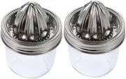 2pcs Stainless Steel Manual Juicer with Jar Design Portable Hand Press Citrus Squeezer for Home Use Effortlessly Extract Juice From Oranges Lemons