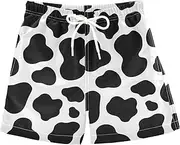 [Aflyko] Board Shorts Cow Print Black White Toddler Swim Trunk Beach Swimwear 2T