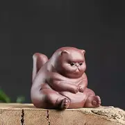 Creative Ceramic Animal Figurines Purple Clay Tea Pet Angry Cat Home Decoration